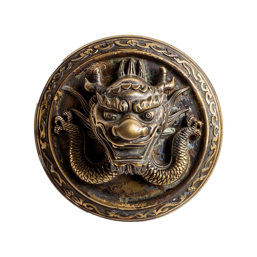 AI generated Antique Chinese doorknob isolated on transparent background png
