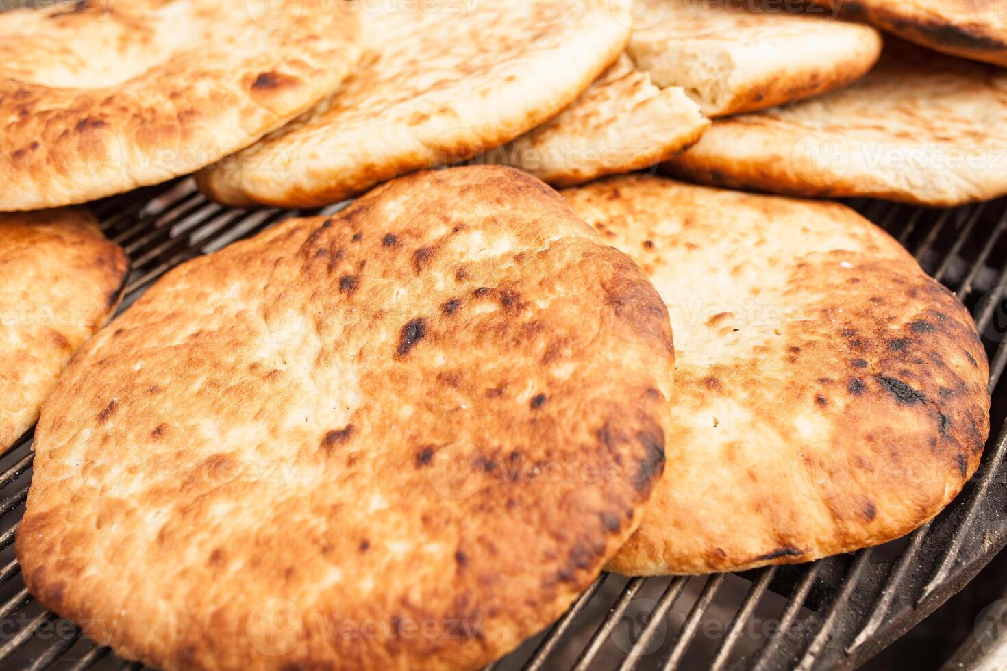 Pita, Arabic bread, soft baked flatbreads photo