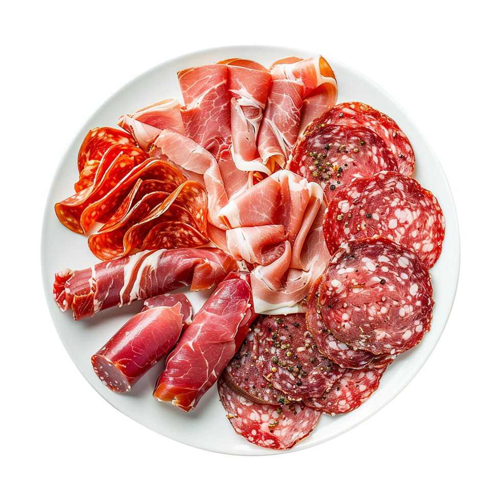 AI generated Maresca festive meat cold cuts isolated on transparent background png