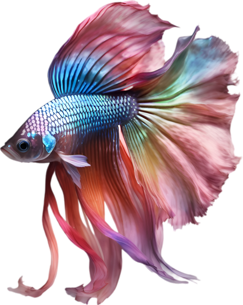 AI generated Siam betta fish, Watercolor painting of Siam betta fish. png