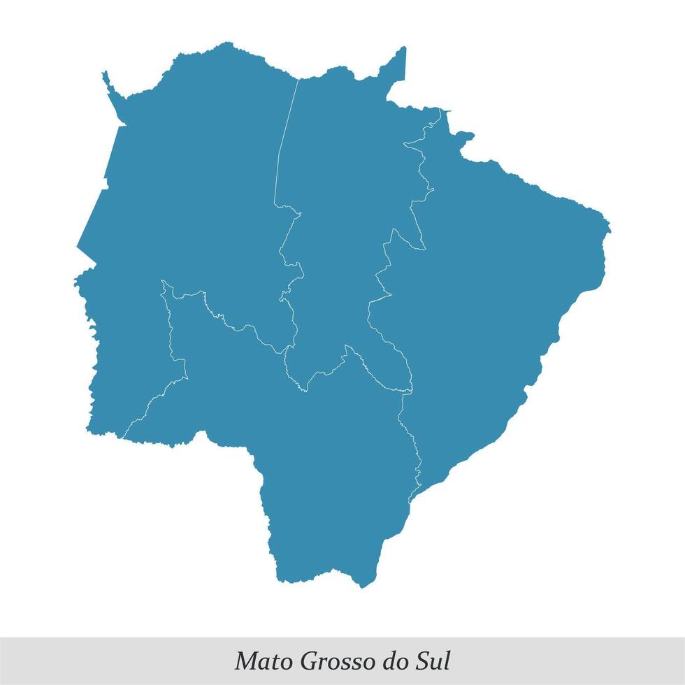 map of Mato Grosso do Sul is a state of Brazil with mesoregions vector