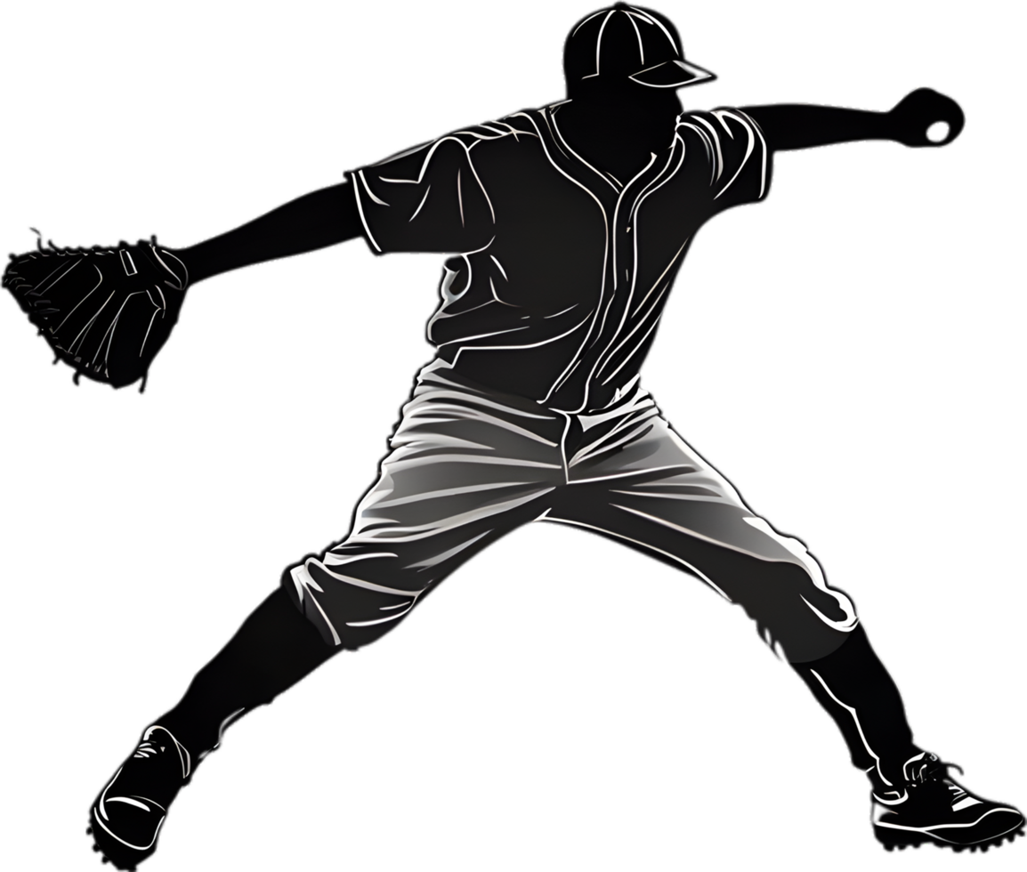 AI generated Silhouette icon of a baseball player. png
