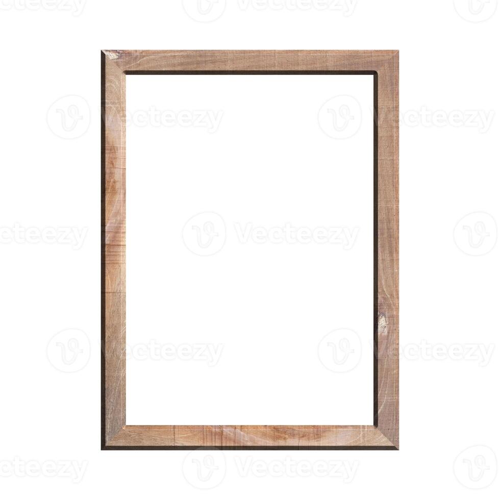 wooden frame with isolated white background. front view of classic wooden frame. for A4 image or text. photo