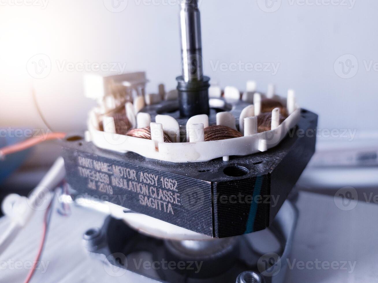 Close up the Rotor and Fan stator winding circuit and wiring connection. photo