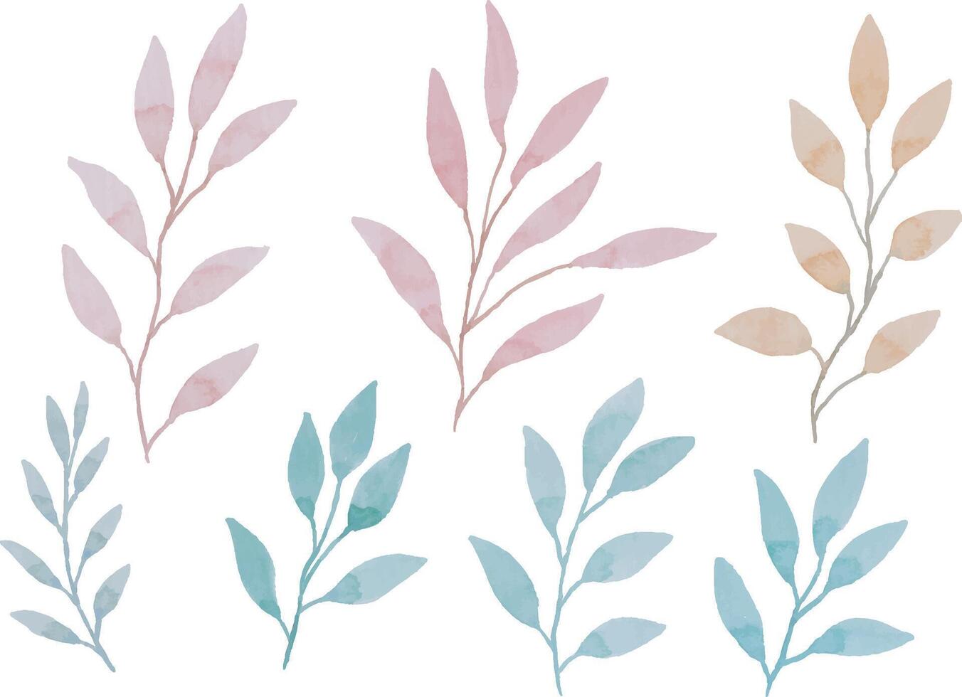 Assortment of watercolor leaves illustration set - green leaf branches collection for wedding, greetings, stationary, wallpapers, fashion, background. olive, green leaves, Eucalyptus etc vector