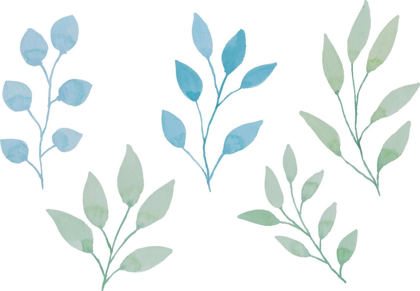 Assortment of watercolor leaves illustration set - green leaf branches collection for wedding, greetings, stationary, wallpapers, fashion, background. olive, green leaves, Eucalyptus etc vector
