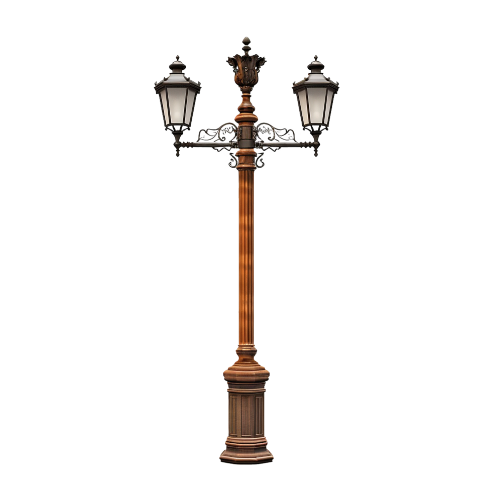 AI generated Vintage lamp post png isolated on transparent background