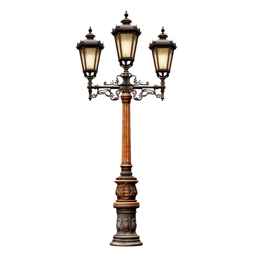 AI generated Vintage lamp post png isolated on transparent background