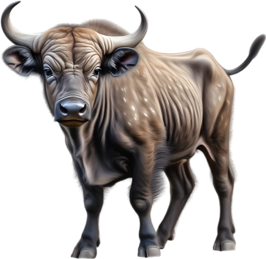 AI generated Colored-pencil sketch of a Cape Buffalo. png