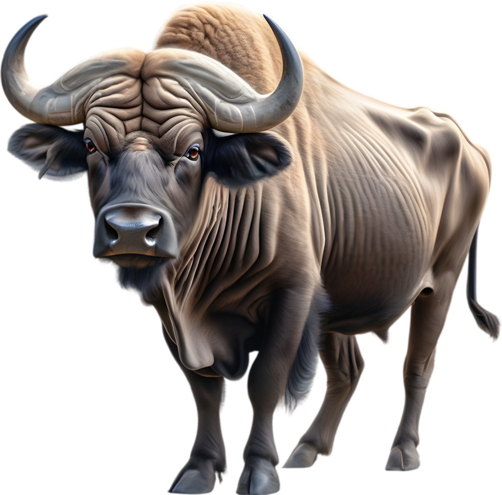 AI generated Colored-pencil sketch of a Cape Buffalo. png