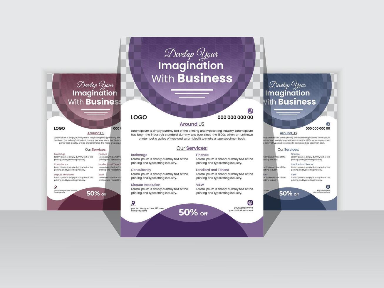 Corporate Business Flyer Design Template Free ,A4 size with bleed. vector