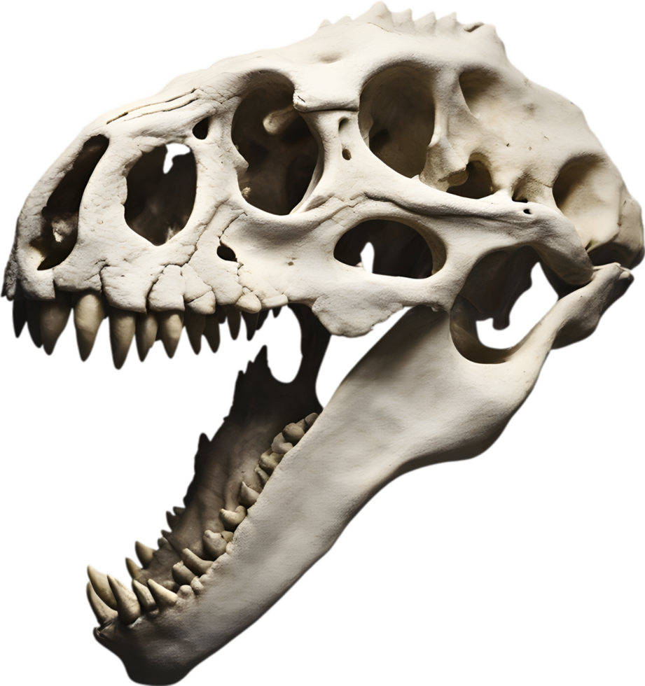AI generated Silhouetted Dinosaur skull clipart. png