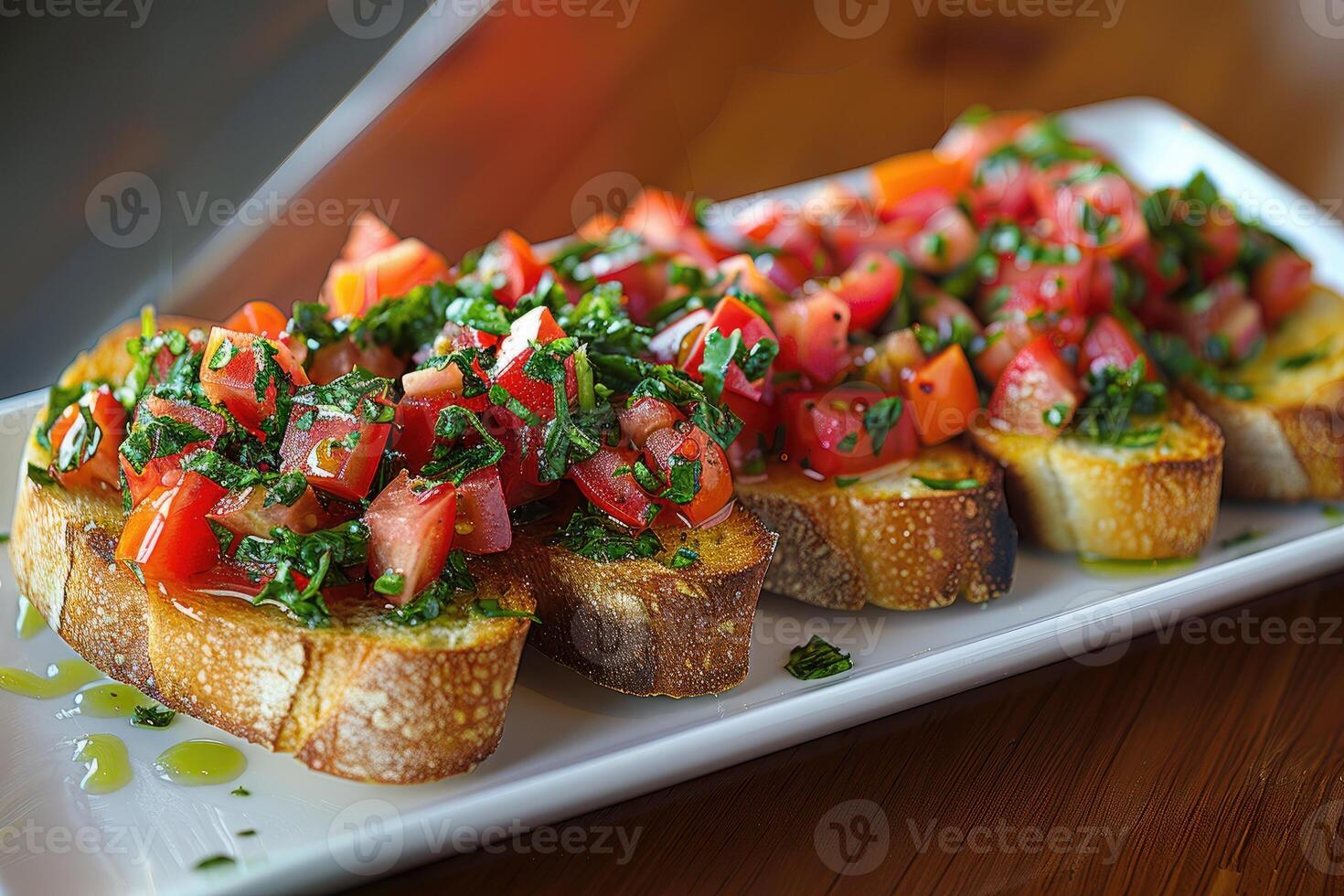 AI generated bruschetta italian food professional advertising food photography photo