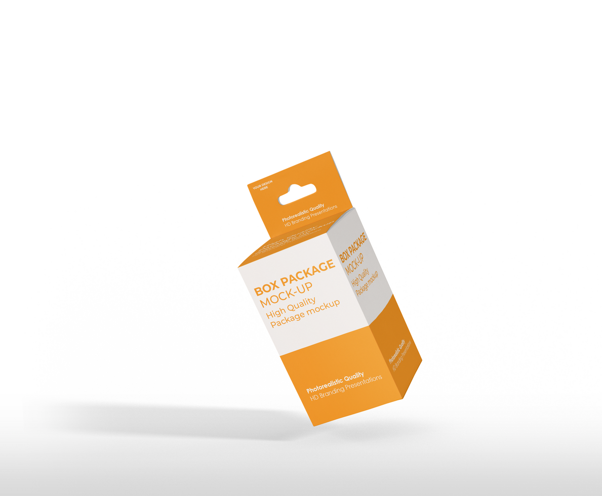 box mockup short rectangle size-with hanger psd