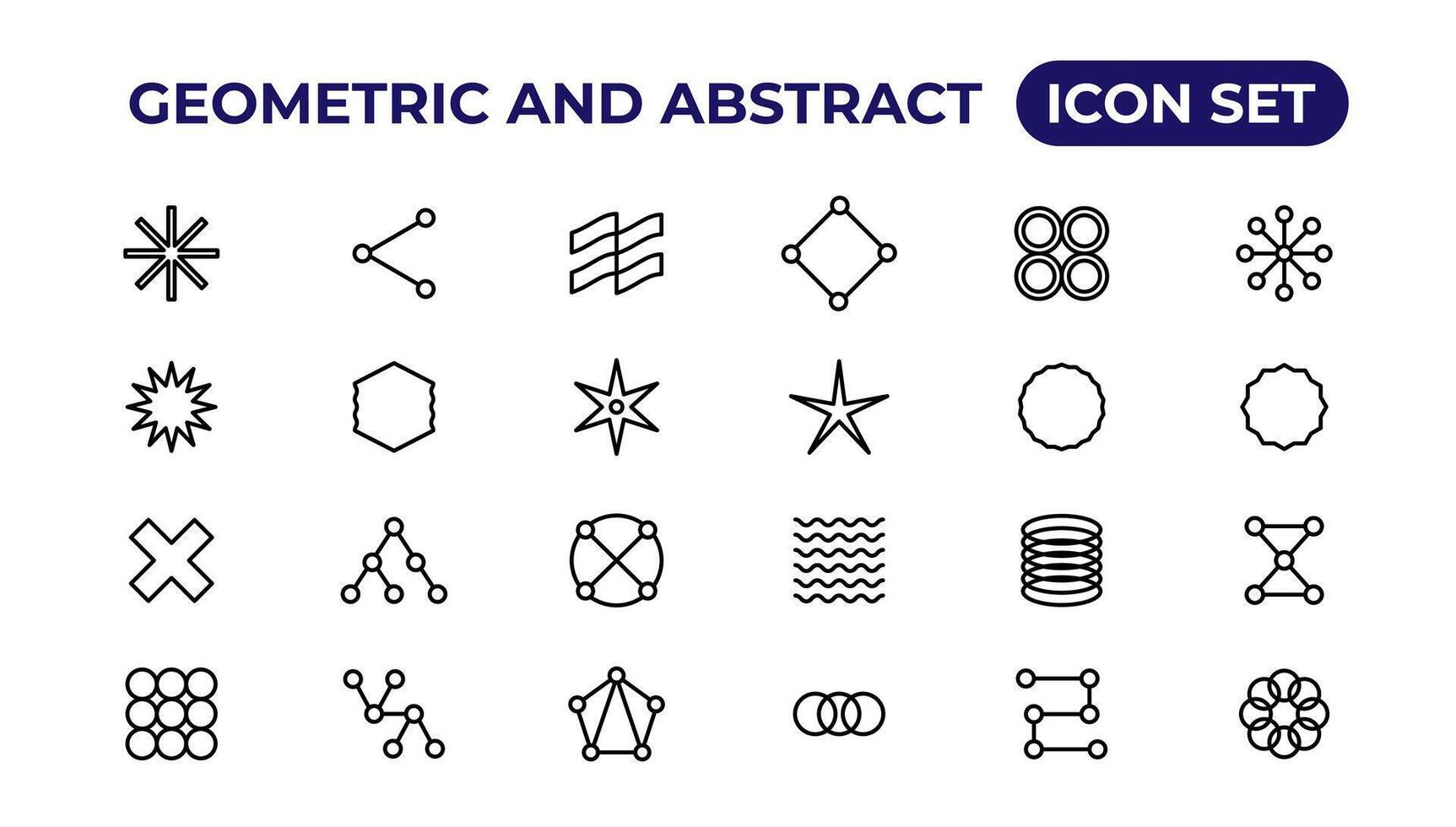 geometric brutalism forms sticker.Outline icon collection. vector