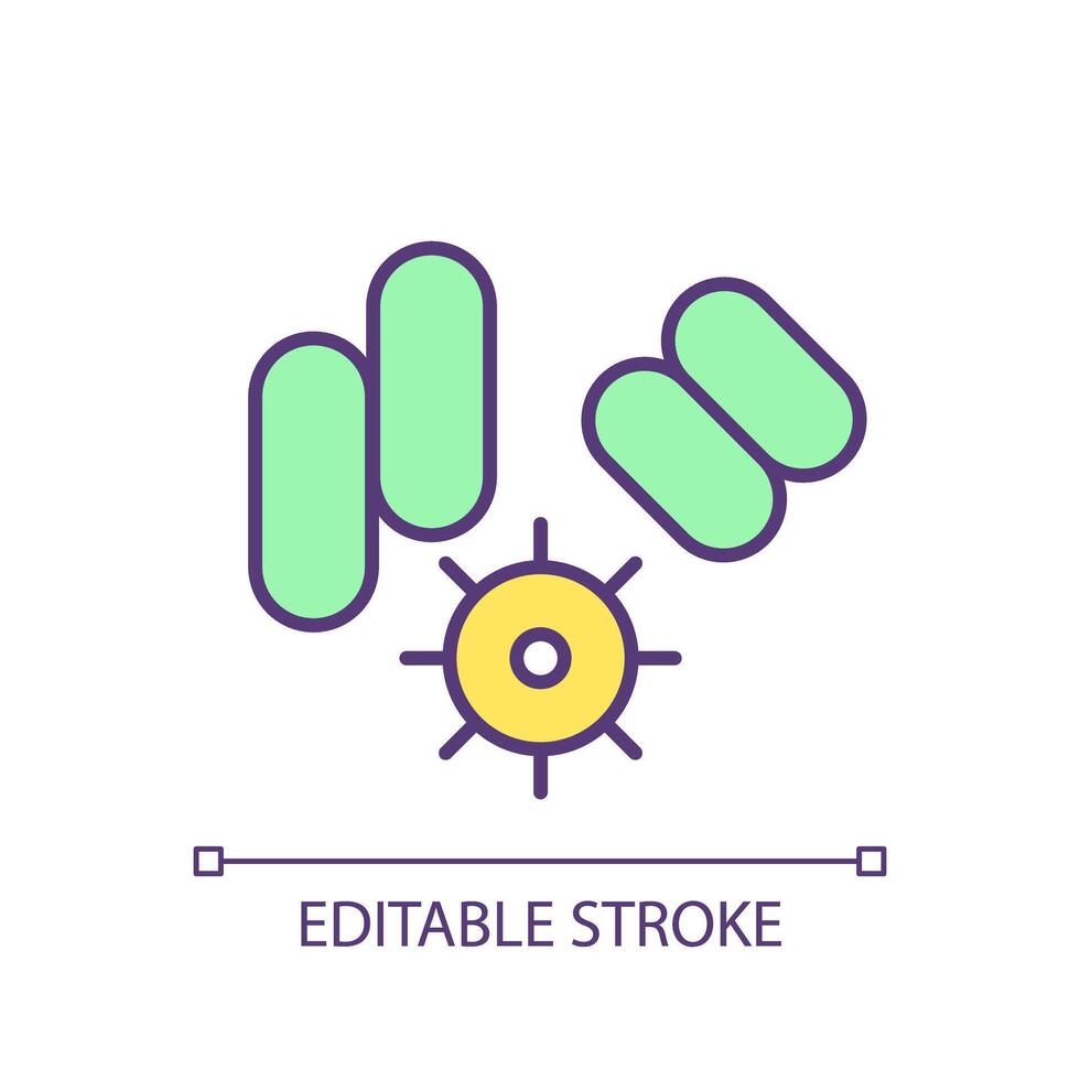 Microorganisms RGB color icon. Organic materials, microscopic bacteries. Medicine cultivation, microbiology. Isolated vector illustration. Simple filled line drawing. Editable stroke