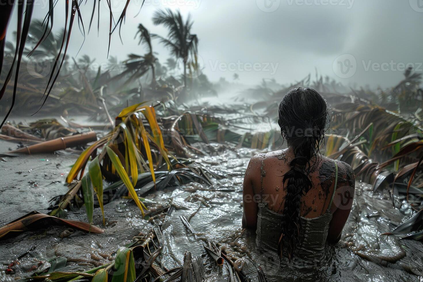 AI generated Nature's fury, captivating the emotional spectacle of a natural disaster's destructive power. witnessing the impact and resilience in the face of nature's wrath photo