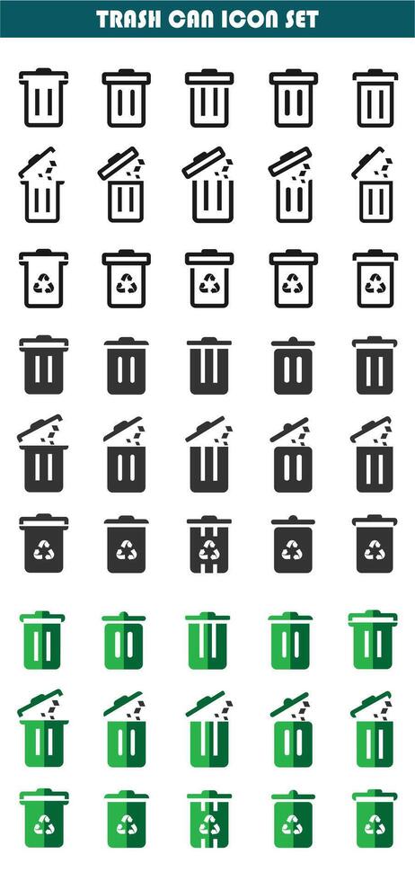 Ttash can icon set vector