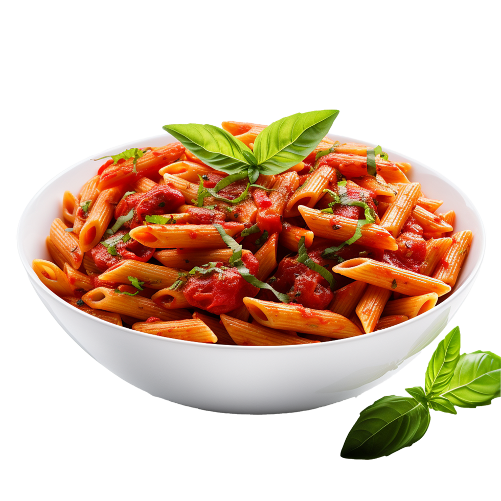 AI generated Tasty italian penne all'arrabbiata dissh png isolated on transparent background
