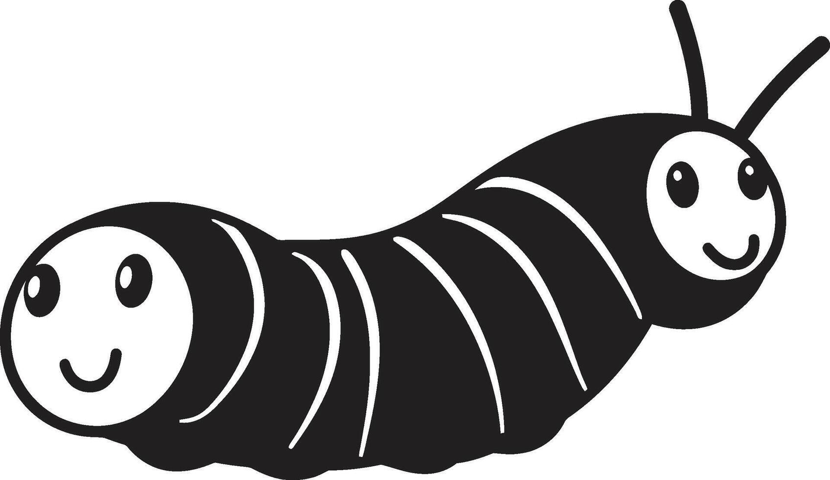 Larval Luxe Black Icon Showcasing Caterpillar Vector Logo Silken Symmetry Elegant Black Emblem of Caterpillar Transformation