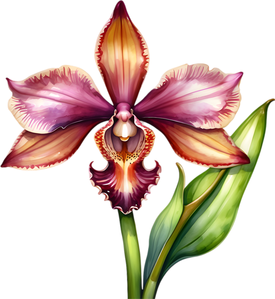 AI generated Watercolor painting of a Monkey Face Orchid flower. png
