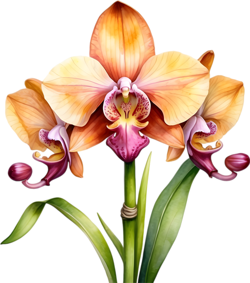 AI generated Watercolor painting of a Monkey Face Orchid flower. png