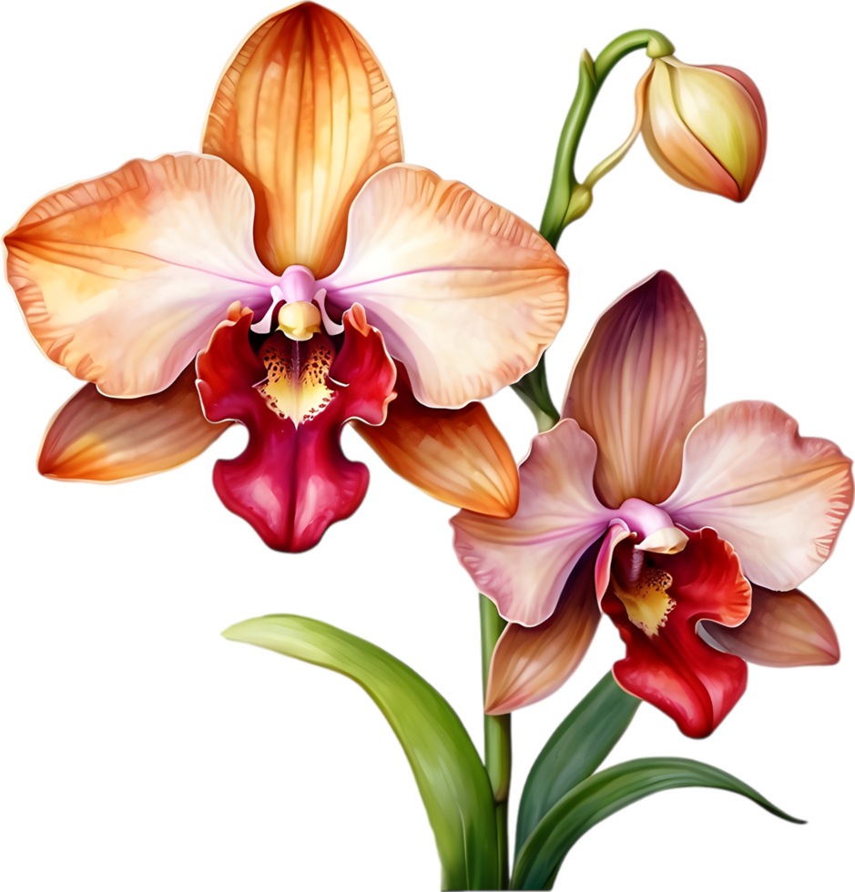 AI generated Watercolor painting of a Monkey Face Orchid flower. png