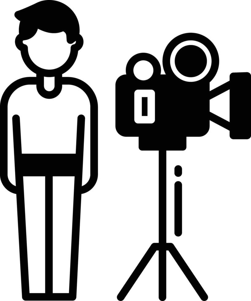 Cameraman glyph and line vector illustration