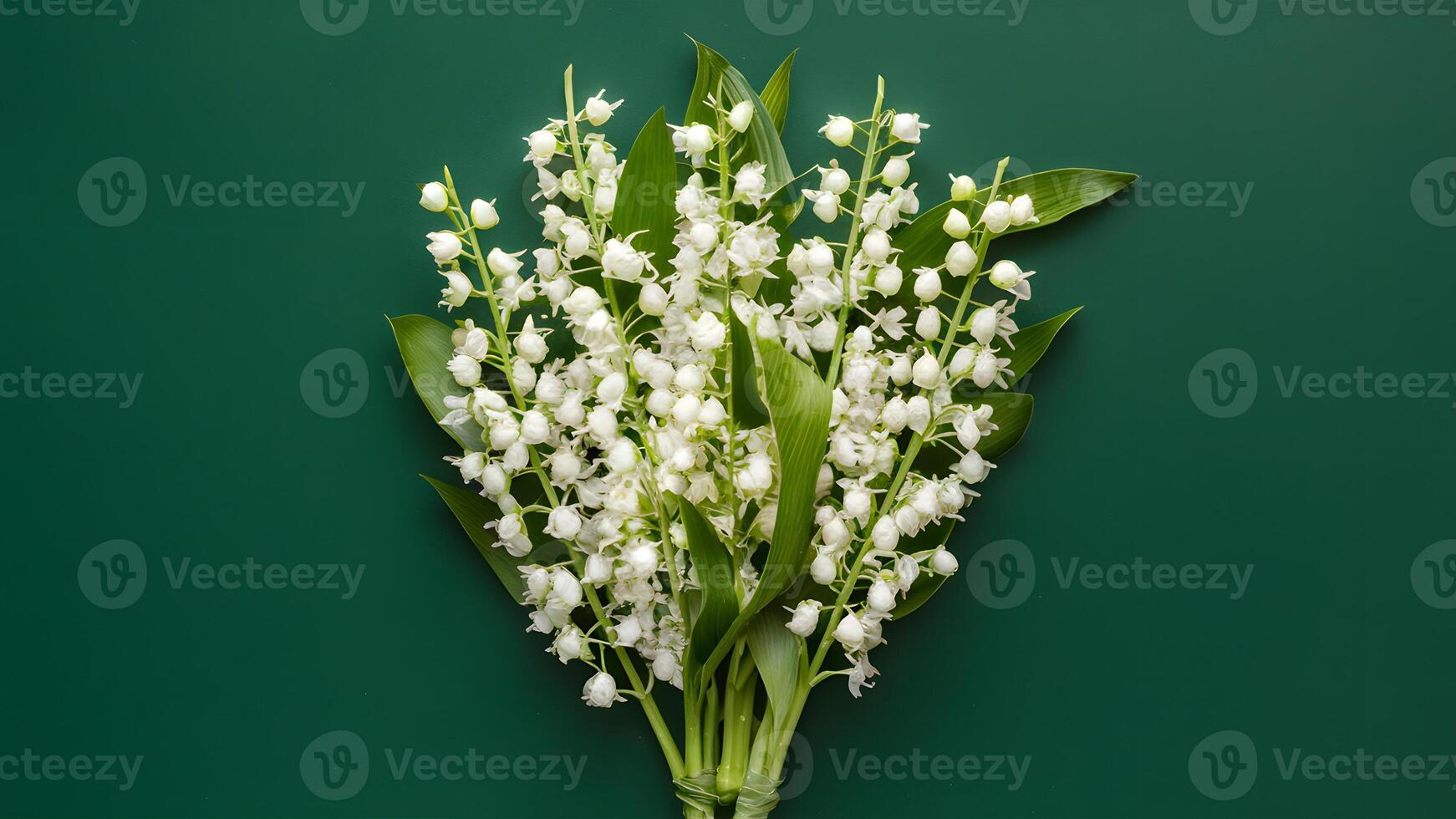 AI generated Bouquet of lily of the valley flowers isolated on background photo