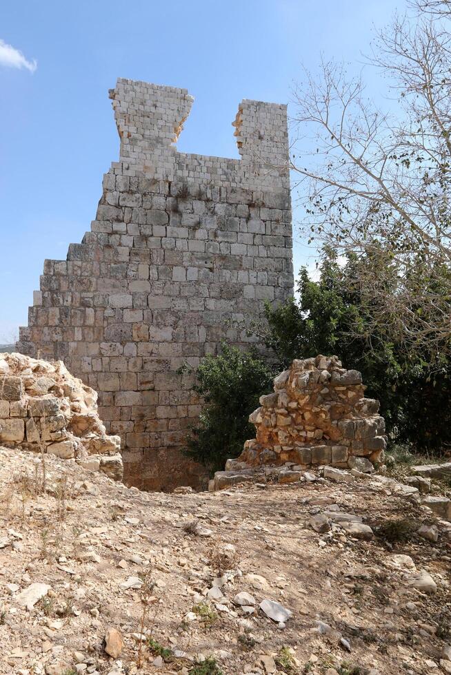 02 12 2024 Haifa Israel. Yehiam is the ruins of a Crusader and Ottoman-era fortress in western Galilee, Israel. photo