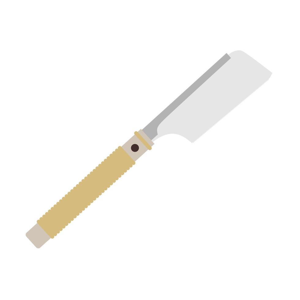 kataba japanese hand saw flat design vector illustration. hacksaw with orange handle isolated on white background. Carpenter or repairmen handsaw vector icon in flat cartoon style. Construction tool.