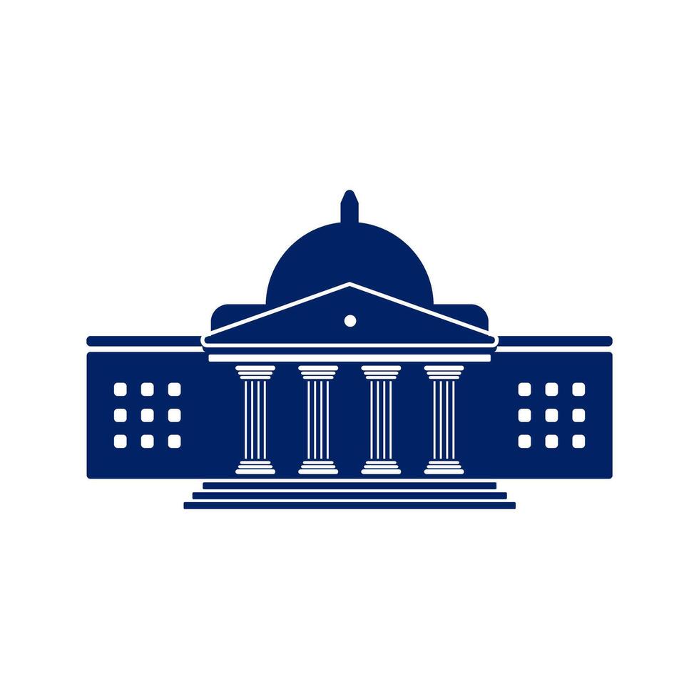 Bank, museum or library icon. Classical architecture building with columns. flat illustration easy to edit and customize. . Column pillar parthenon landmark. vector