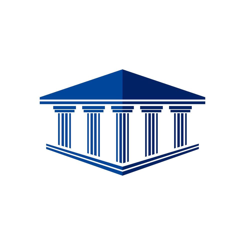 Bank, museum or library icon.Classical architecture building with columns.Flat illustration easy to edit and customize.Column pillar parthenon landmark.. vector