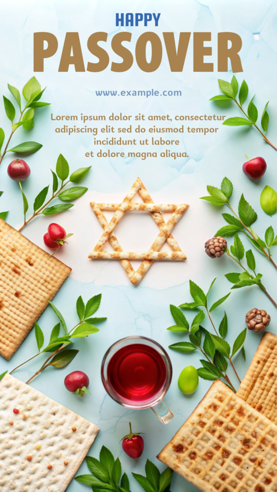A poster for Passover featuring a star of David and a variety of fruits psd