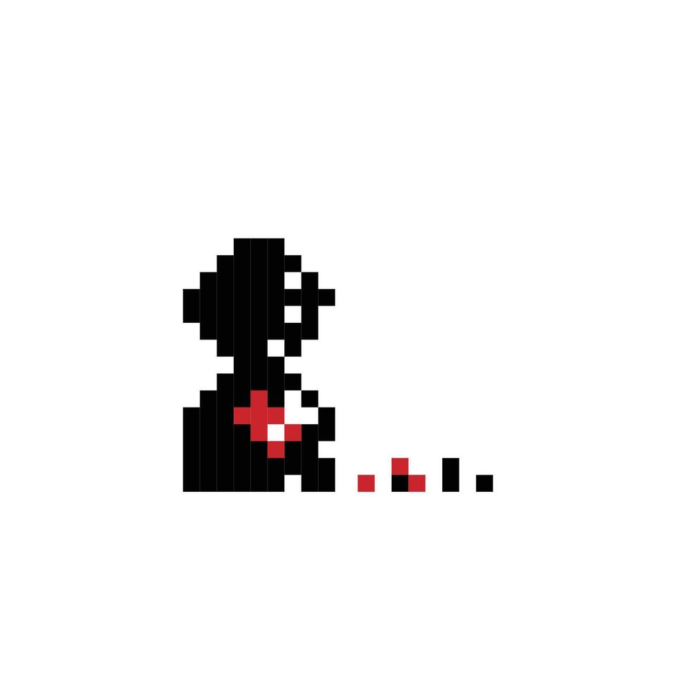 minimal pixel art cartoon depressed sad broken heart feeling alone mood concept. Pixel art,,depress,unhappy,heart broken,sad concept bad love idea. vector