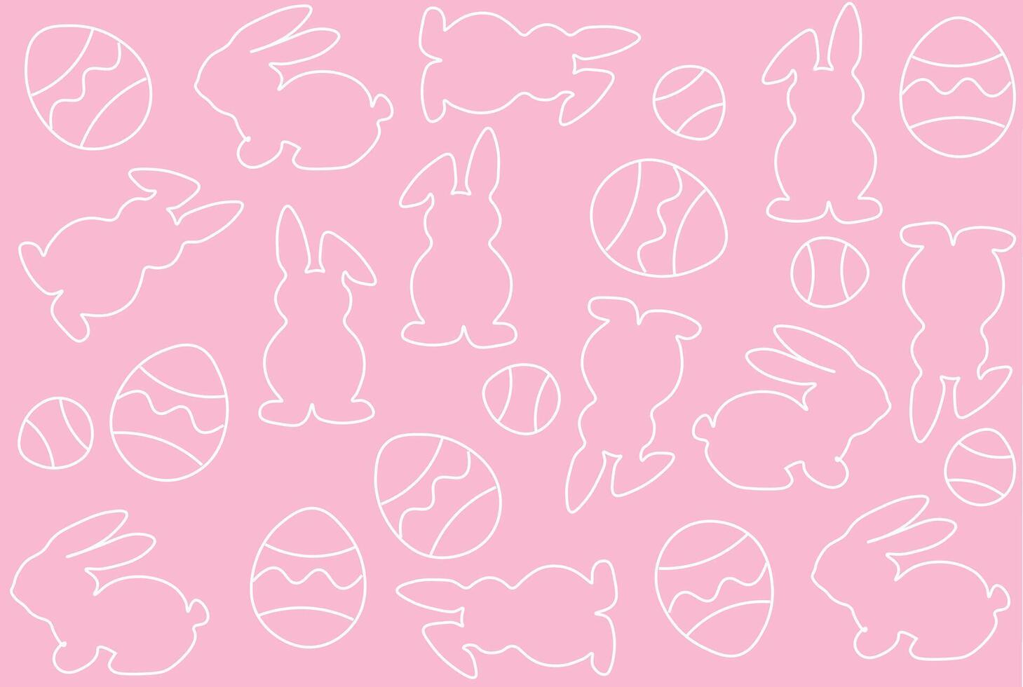 seamless Easter pattern with bunnies and eggs on a pink background. Suitable for cards, banners, wrapping paper, textiles and wallpaper. vector