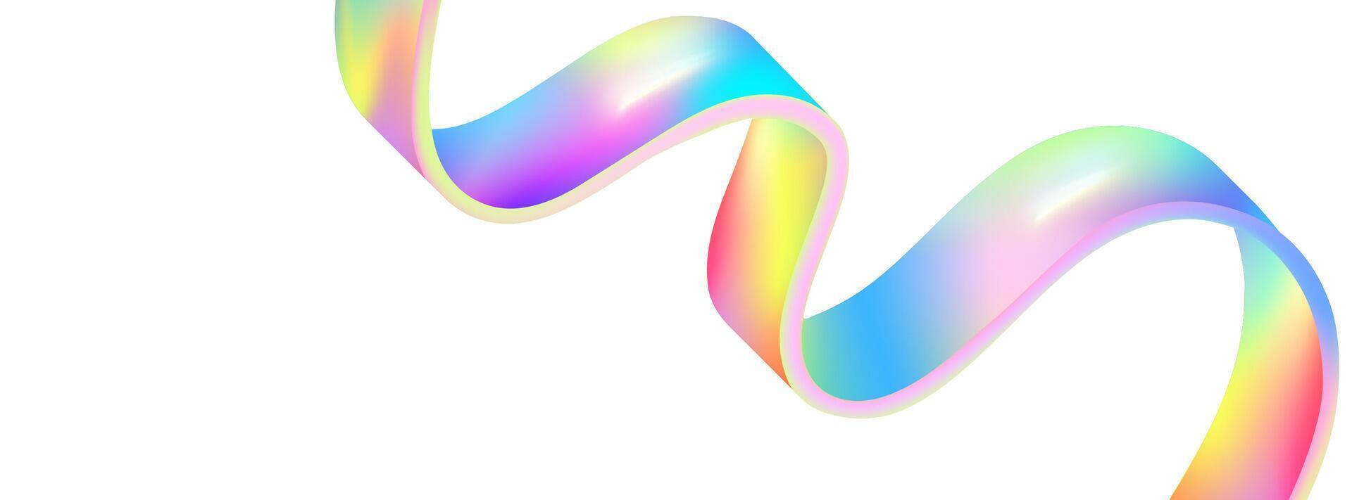 Abstract holographic wave.Flow iridescent fluid.Dynamic spectrum ribbon. vector