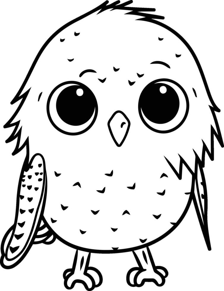 Coloring book for children owl with a worm in its beak vector