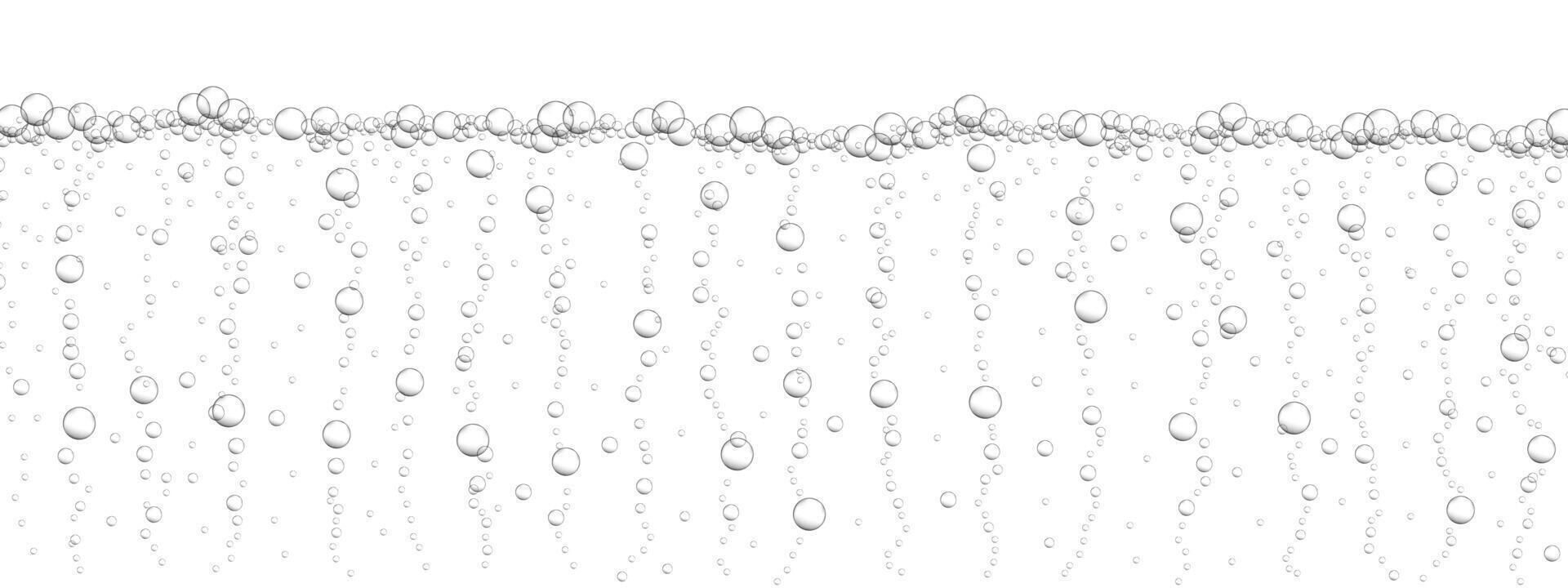 Underwater floating bubbles background. Fizzy drink, carbonated water, seltzer, beer, soda, champagne or sparkling wine texture. Air stream in ocean, sea or aquarium vector