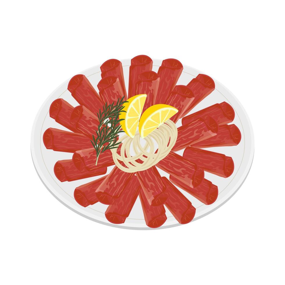 Fresh Korean Beef Brisket Chadolbaegi vector