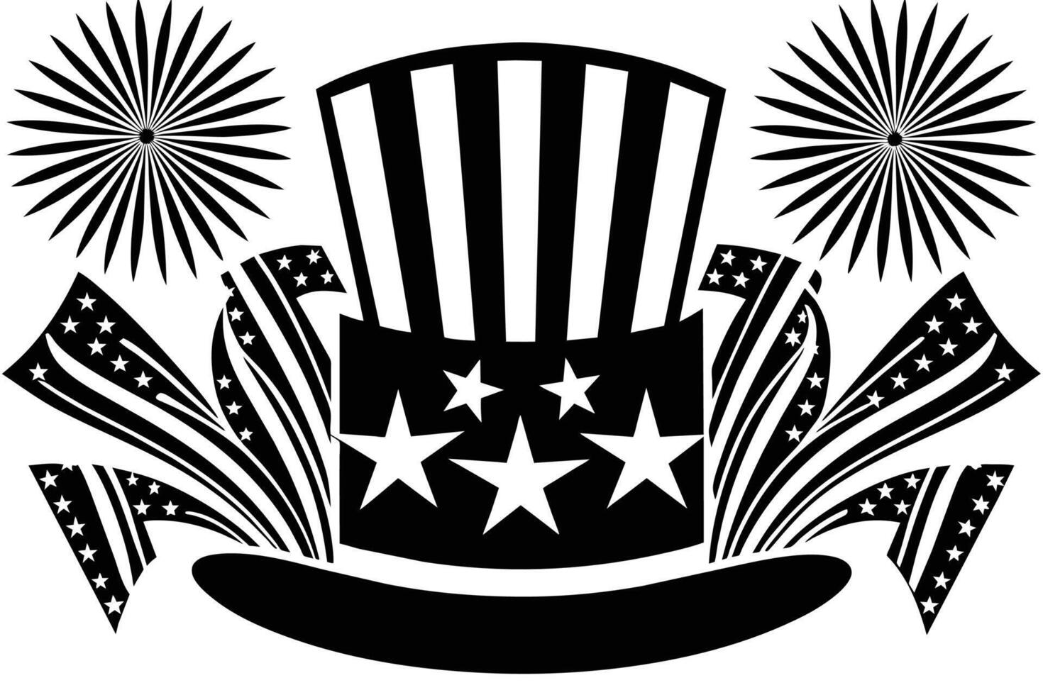 4th of July Illustration Silhouetted white background vector
