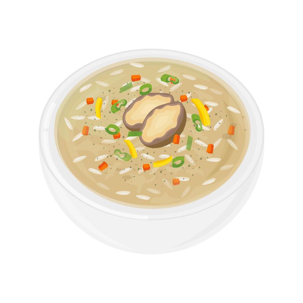 Delicious Korean Rice porridge with abalone Jeonbokjuk vector