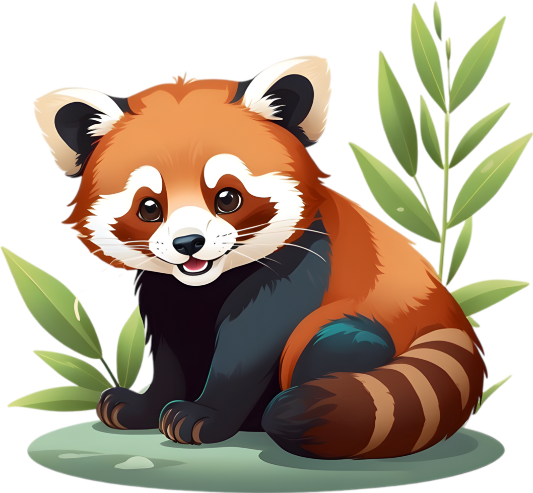 A playful red panda cub with a mischievous grin. AI-Generated. png