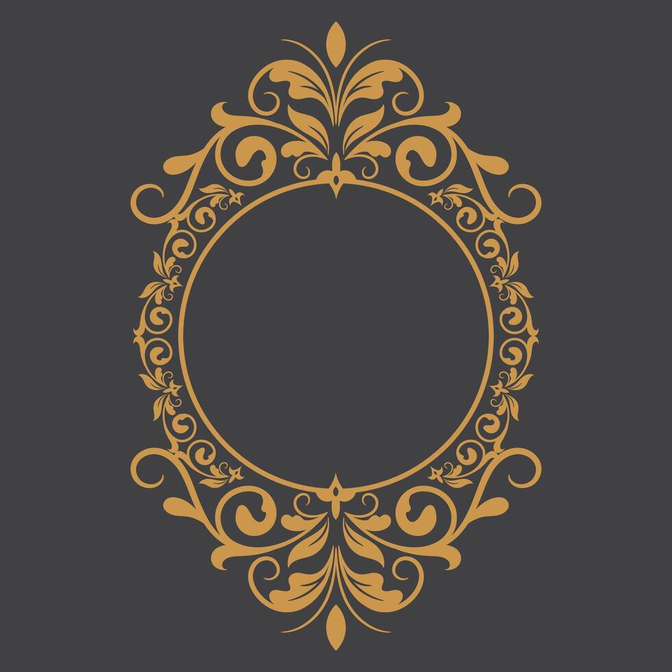 Golden Vintage frame Ornament in Circle Size.Golden Ring Border ornament.Suitable for wedding invitation card. vector