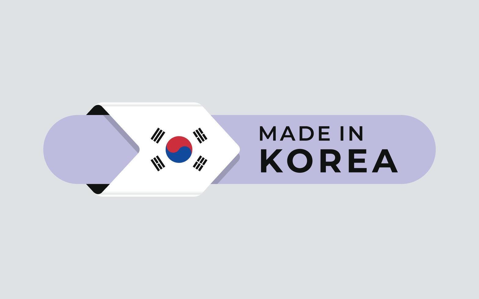 Made in Korea label with arrow flag icon and round frame. for logo, label, insigna, seal, tag, sign, seal, symbol, badge, stamp, sticker, emblem, banner, design vector