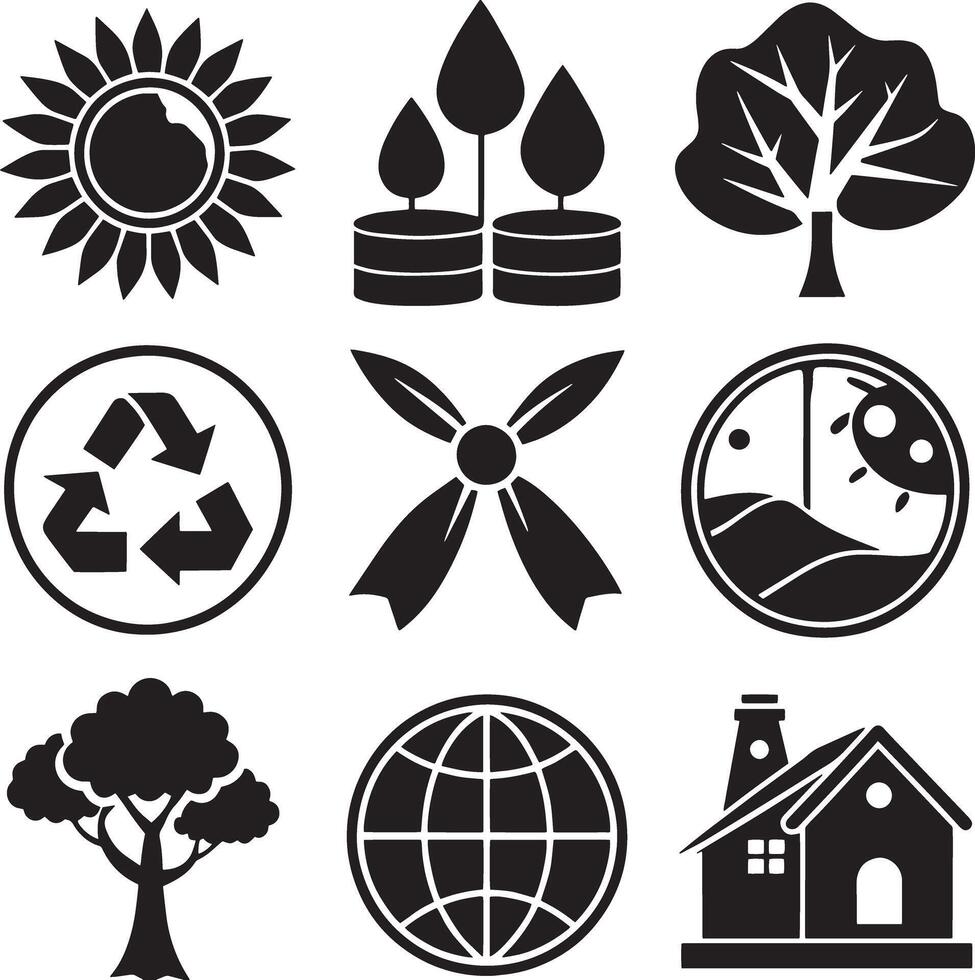 set of eccology icon illustration isolated in white background vector