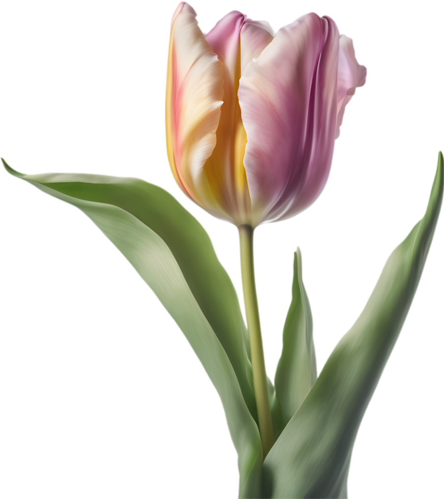 Close-up of a blooming tulip flower. AI-Generated. png