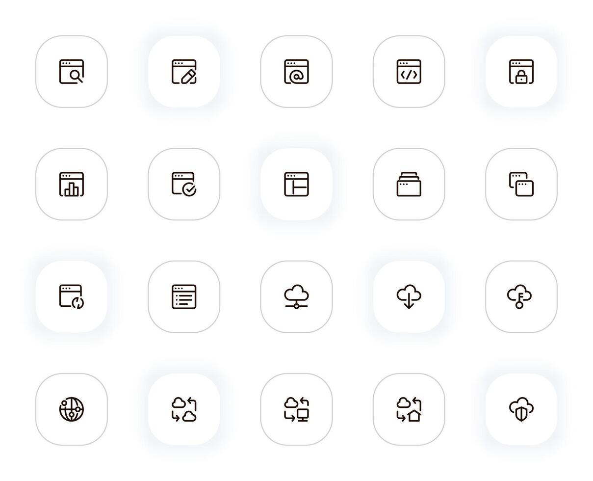 Internet and network line icons set. Search, link, code, email, lock, data, accept, update, cloud. outline pictograms for web and ui, ux mobile app design. Editable Stroke. 24x24 Pixel Perfect. vector