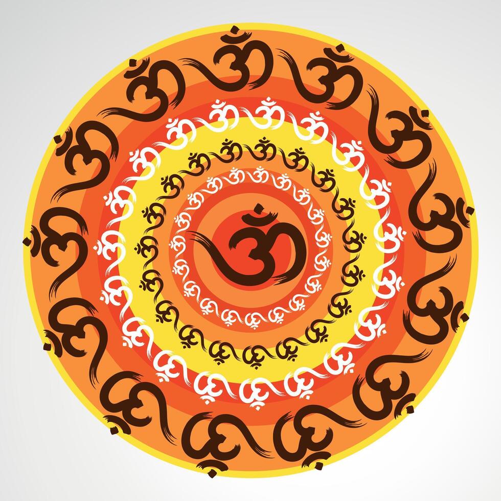 Beautiful Glowing OM with om rays in red and orange color shades for wall of Temples, Houses and for interior works etc. vector