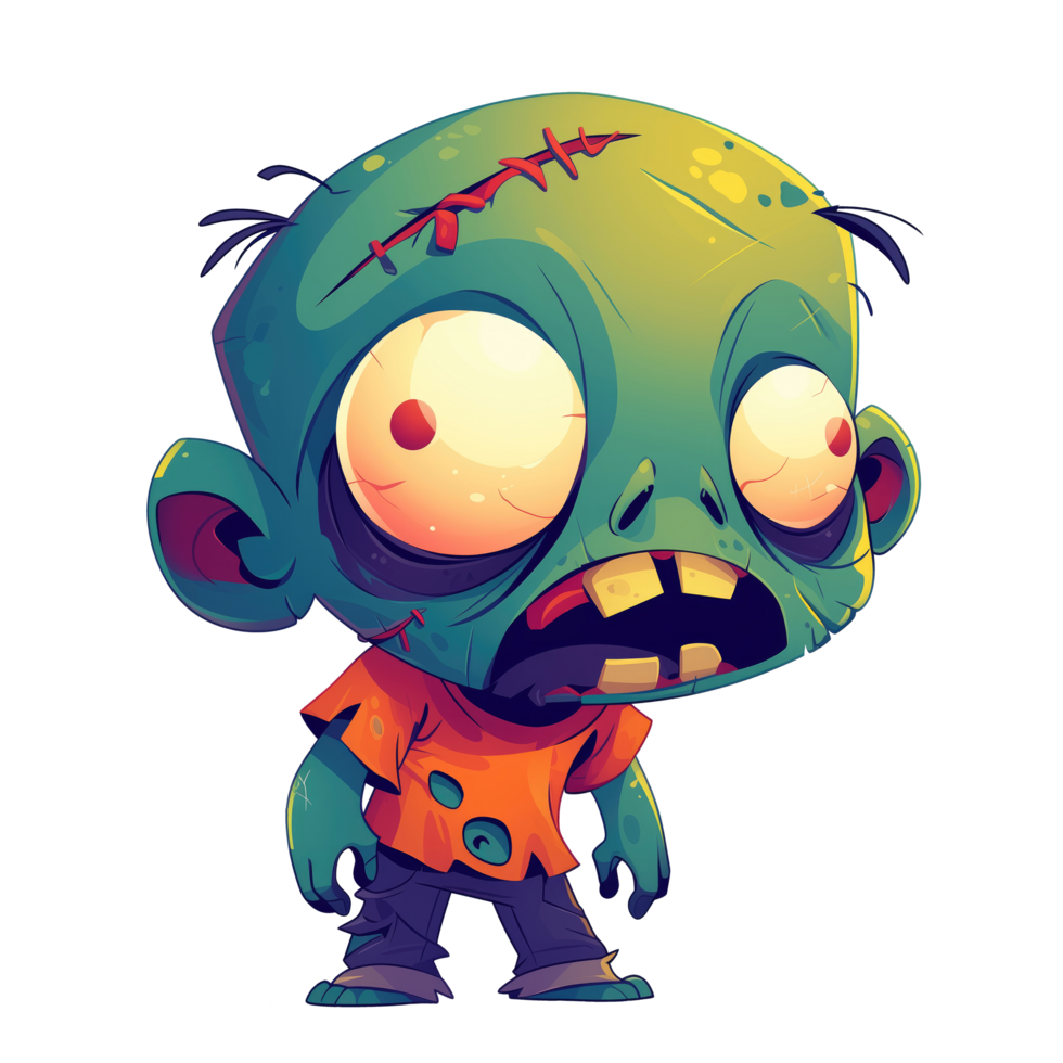 Funny green zombie character design png